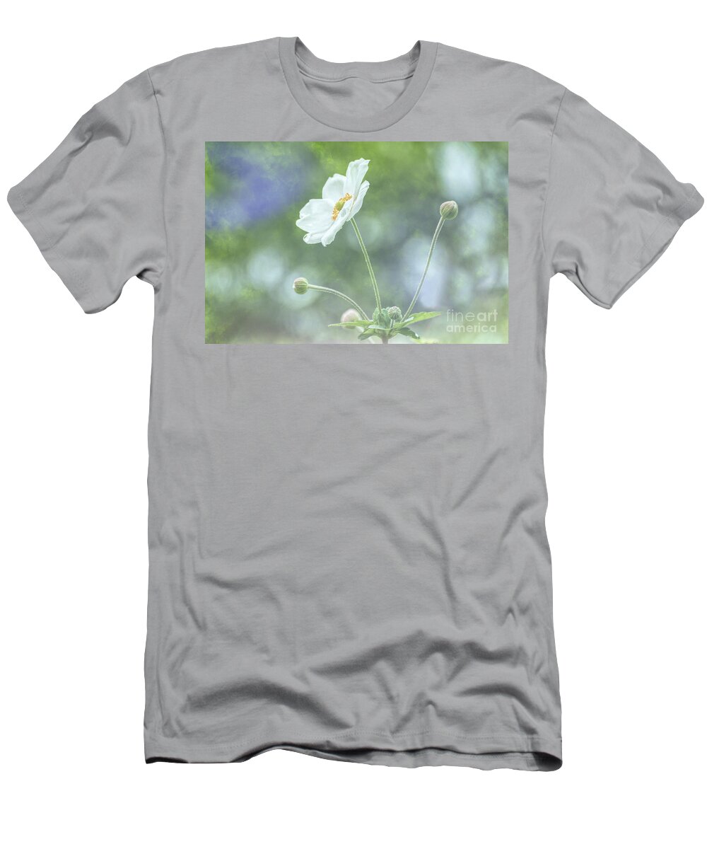 White Japanese Anenome T-Shirt featuring the photograph White Japanese Anenome by Lynn Bolt