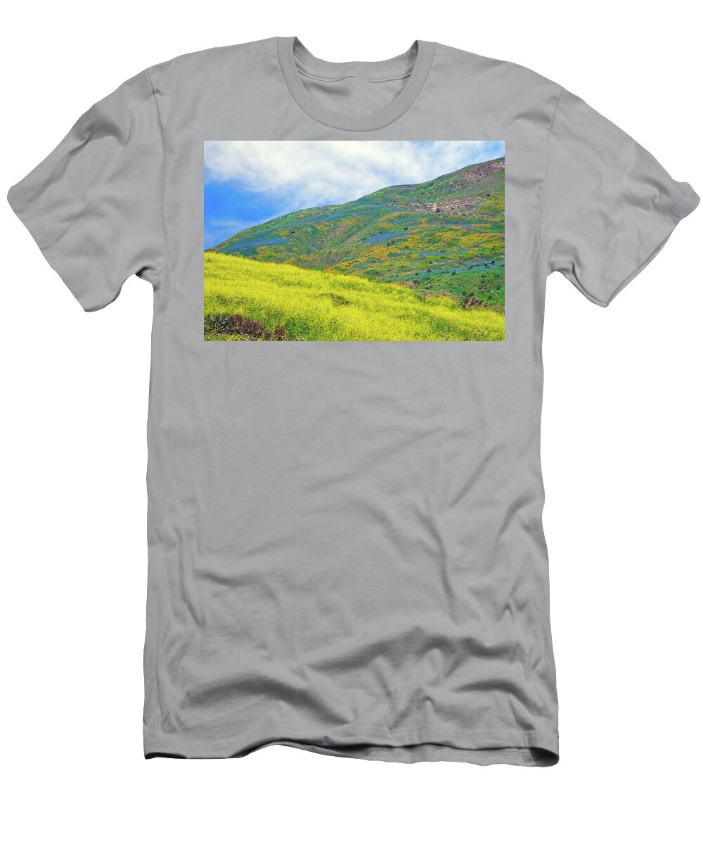 Superbloom T-Shirt featuring the photograph Wildflower Hills of Malibu - Superbloom 2019 by Lynn Bauer