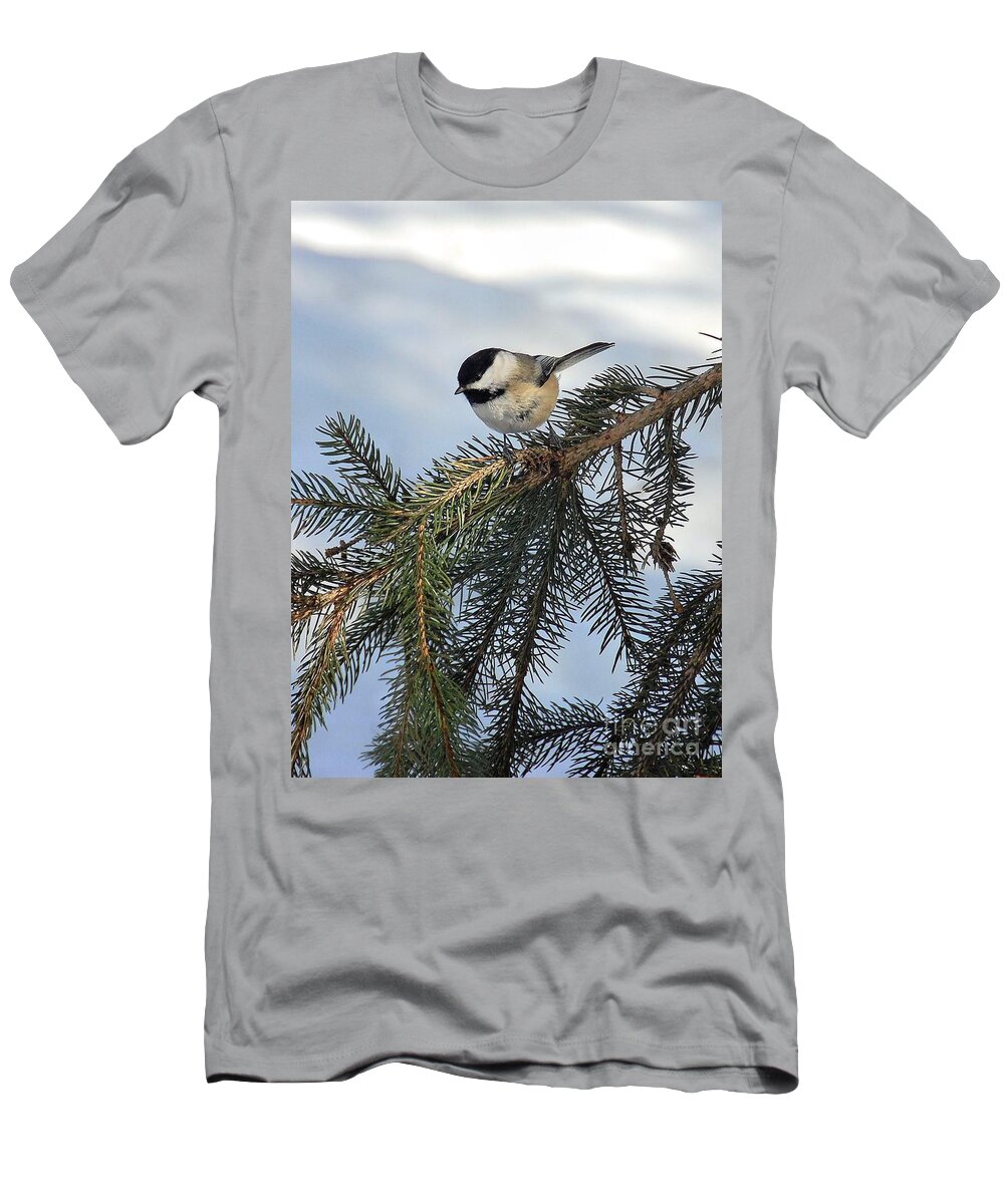  T-Shirt featuring the photograph Winter Chickadee by Elaine Manley