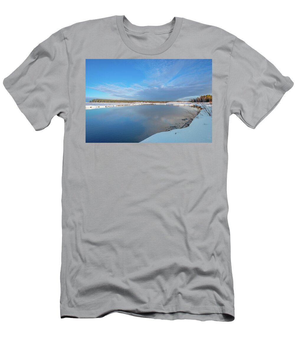 Grand Marais Mi T-Shirt featuring the photograph Winter on the Sucker River by Gary McCormick