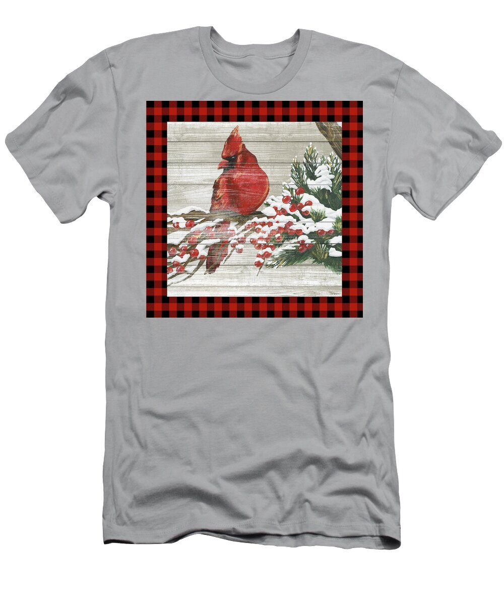 Winter T-Shirt featuring the painting Winter Red Bird IIi by Tiffany Hakimipour