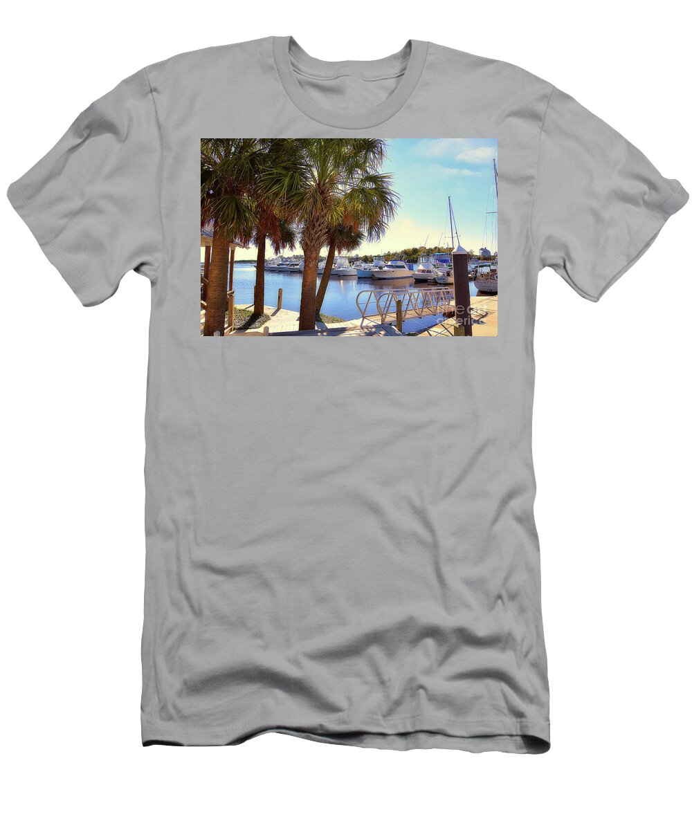 Nautical T-Shirt featuring the photograph Winyah Bay Marina by Kathy Baccari