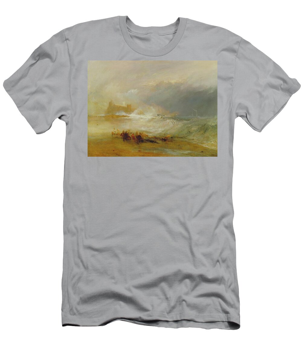 Seascape T-Shirt featuring the painting Wreckers Coast Of Northumberland, With A Steam-boat by Joseph Mallord William Turner