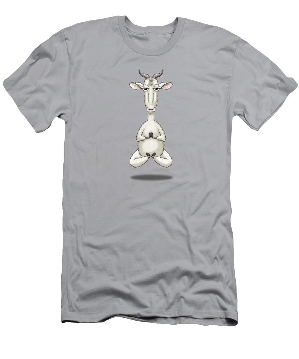 Goat T-Shirt featuring the digital art Zen Goat Meditating by Laura Ostrowski