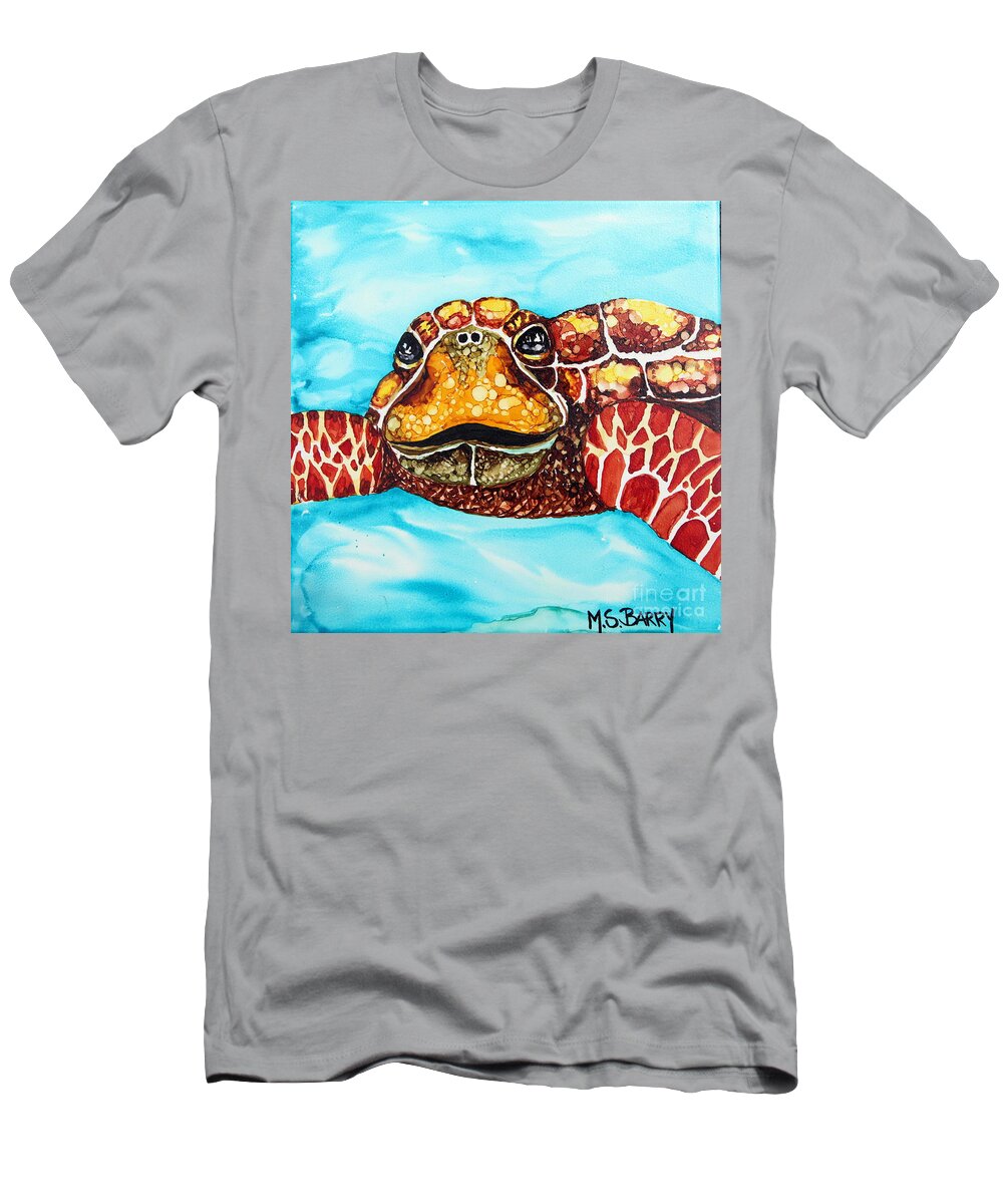 Turtle T-Shirt featuring the painting Ziggy by Maria Barry