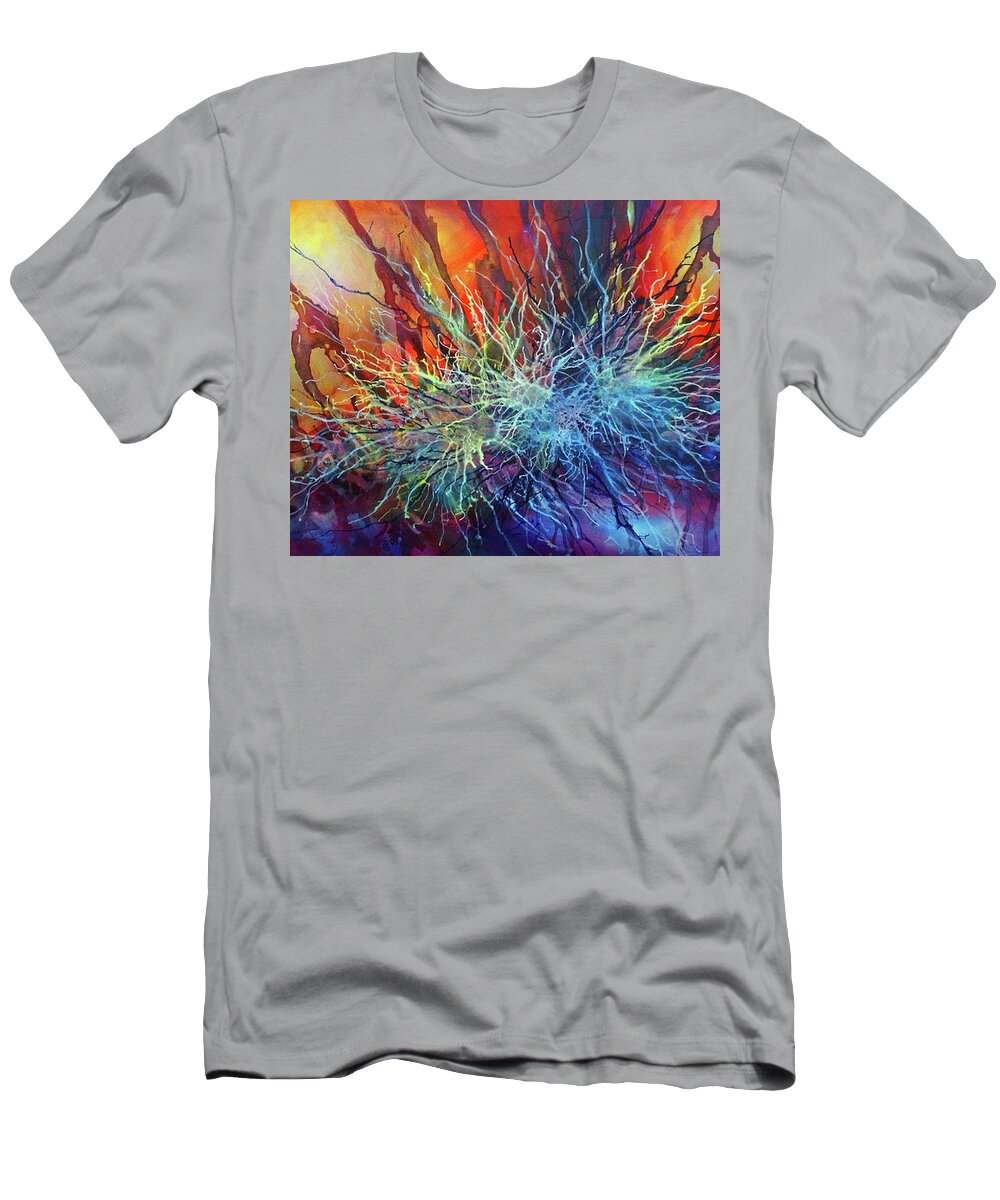 Colorful T-Shirt featuring the painting ' Combining Elements' by Michael Lang