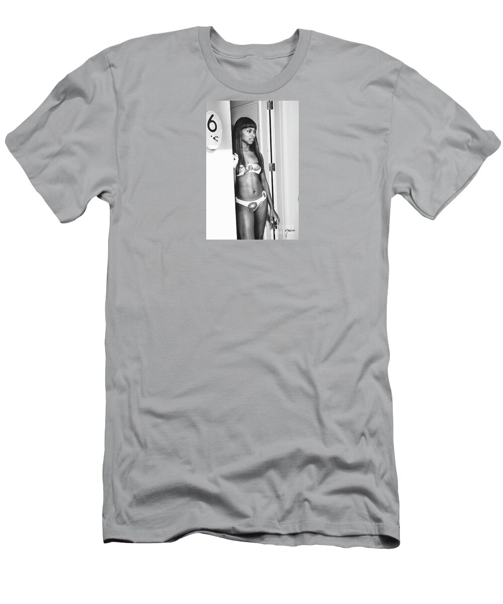 Sexy Girl Wall Art T-Shirt featuring the photograph 0759 Dominique at Cranes Beach House Delray Beach by Amyn Nasser