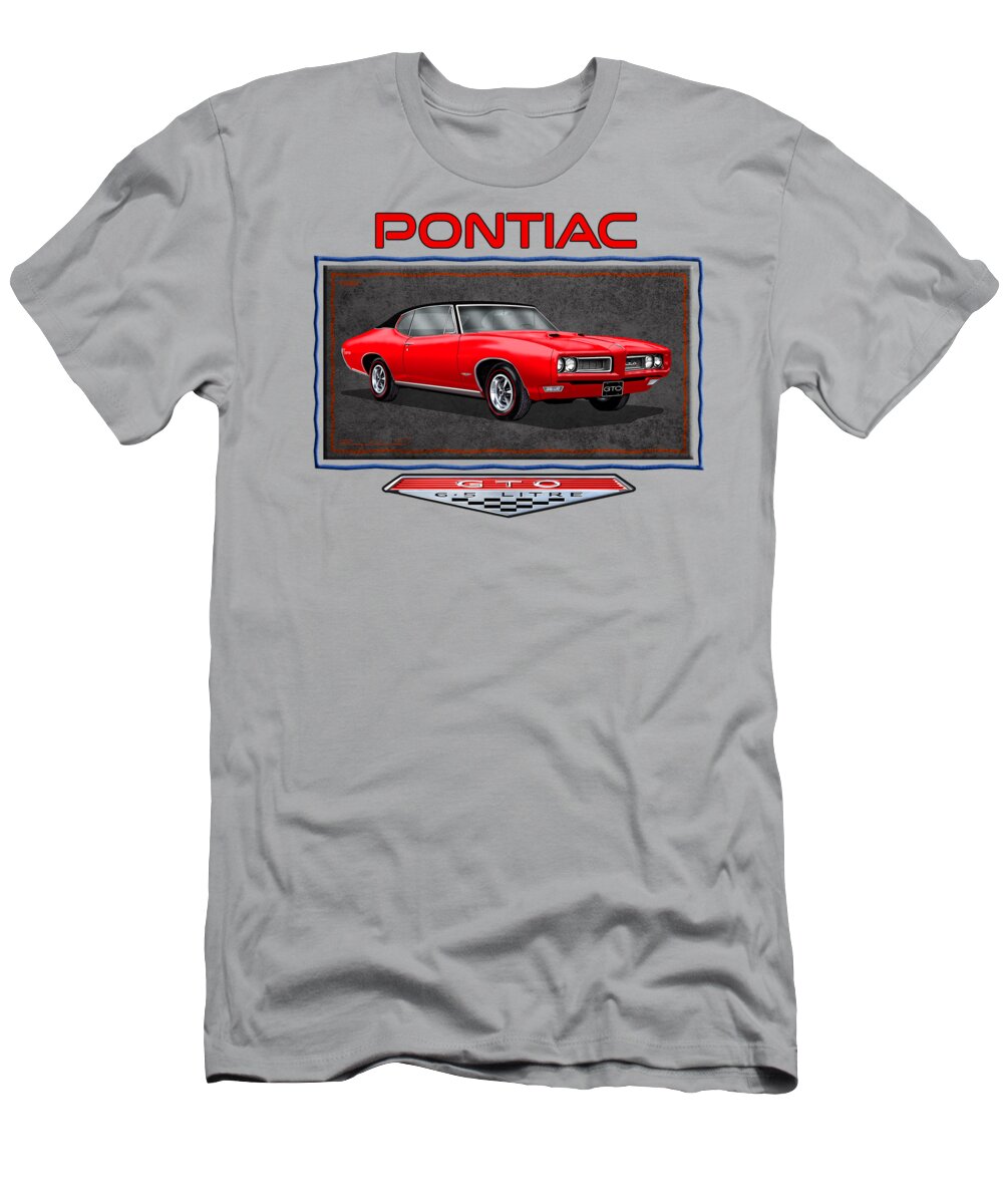 Pontiac GTO Classic Vintage 1968 Muscle Model Red Car Graphic T Shirt 