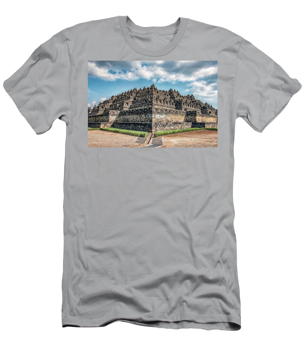 Ancient T-Shirt featuring the photograph Borobudur Temple #1 by Manjik Pictures