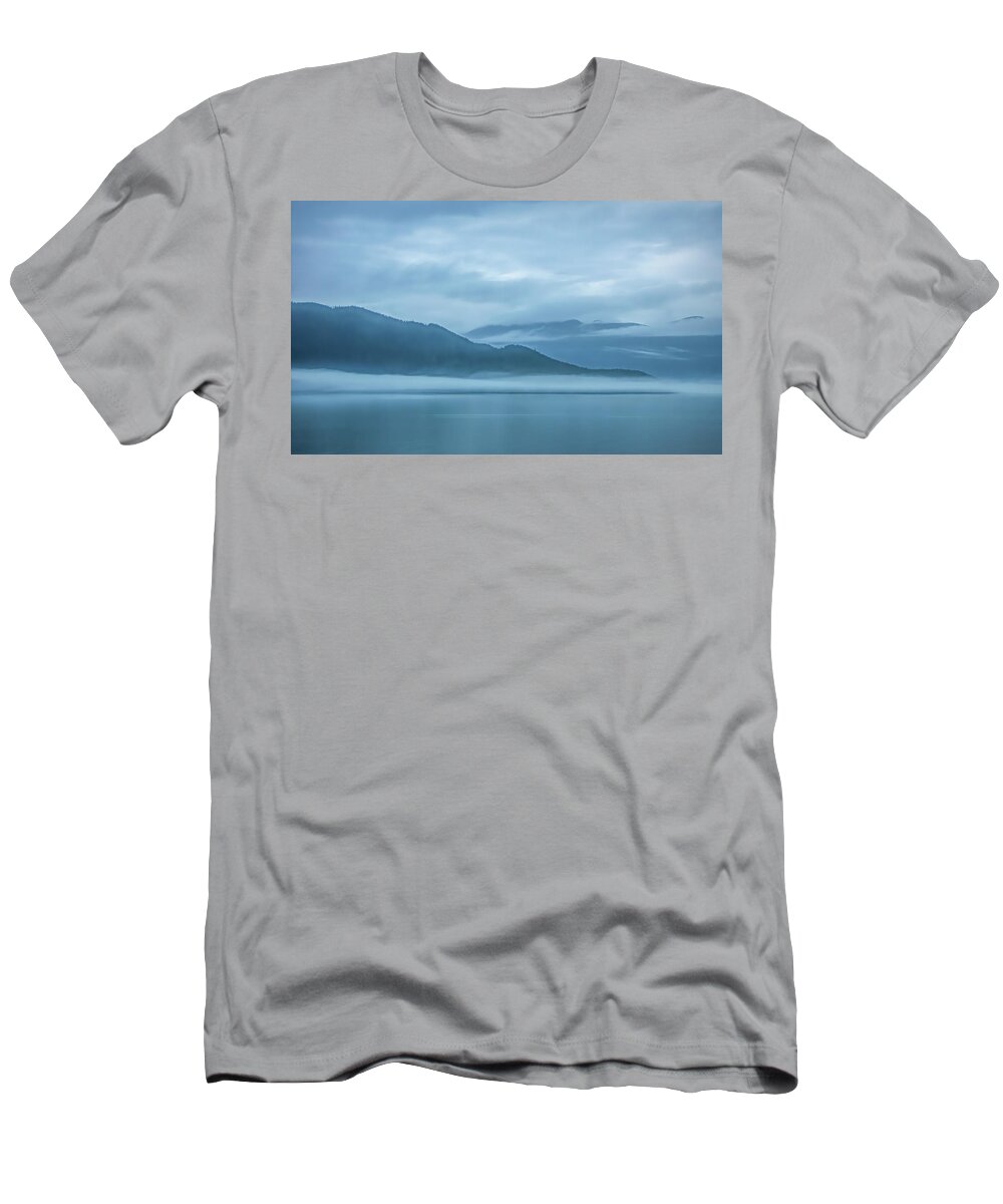 Alaska T-Shirt featuring the photograph Foggy Morning in Juneau by Marcy Wielfaert