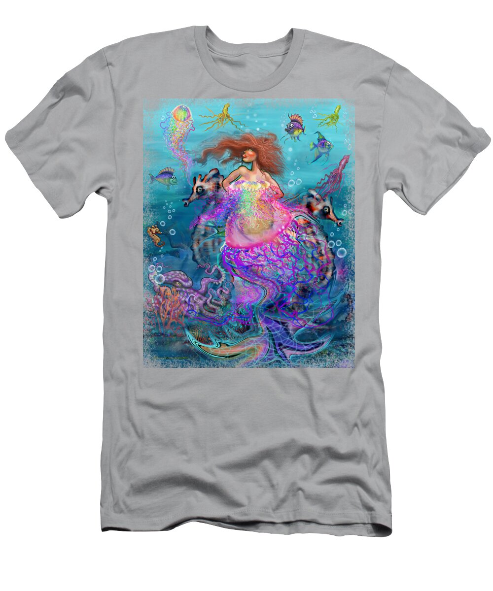 Mermaid T-Shirt featuring the digital art Mermaid Jellyfish Dress by Kevin Middleton