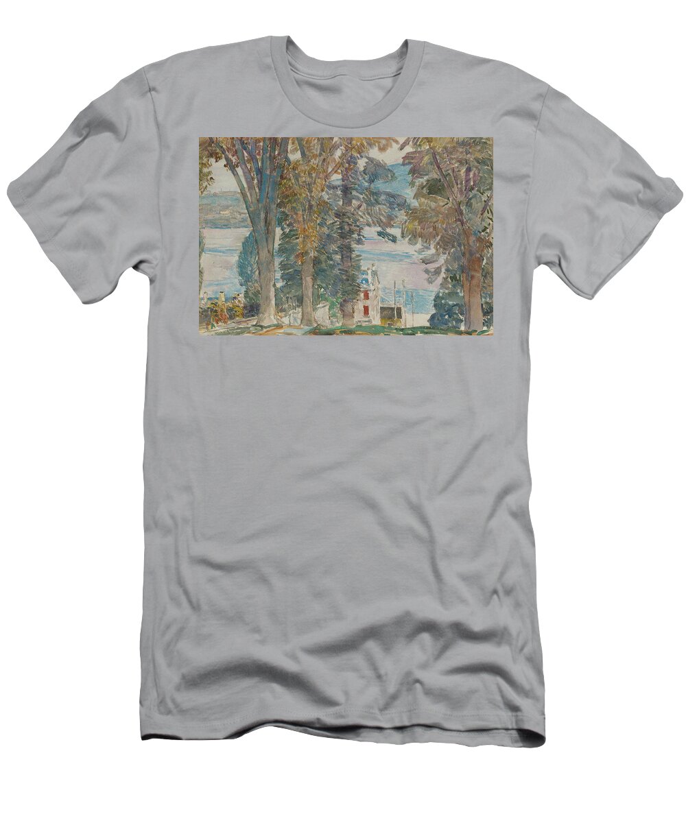 Newburgh T-Shirt featuring the drawing Newburgh, New York, from 1914 by Childe Hassam