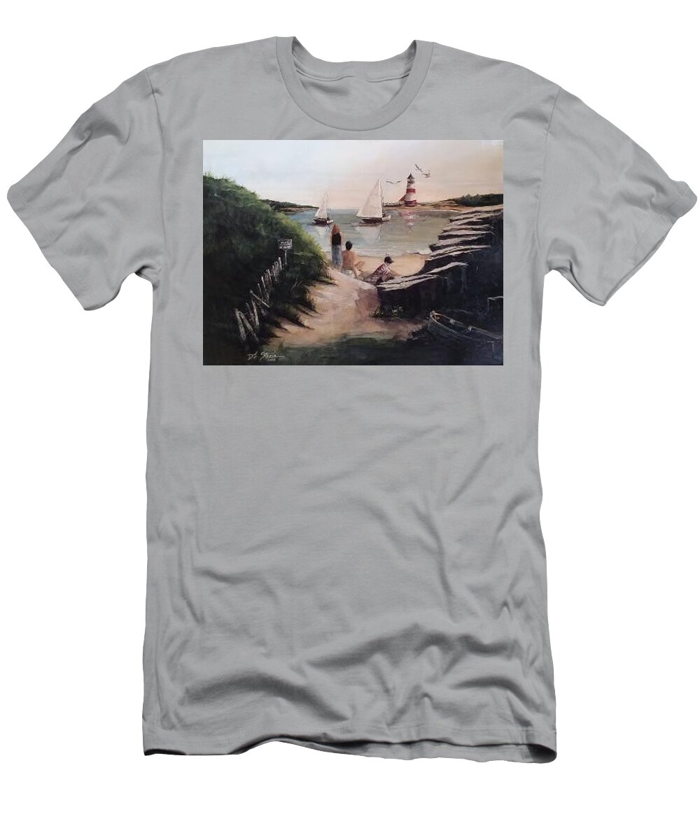 Ocean T-Shirt featuring the mixed media Summer's End #1 by Diane Strain