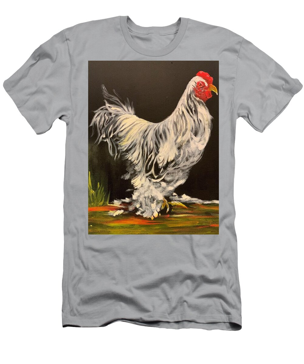 Rooster T-Shirt featuring the painting The GENERAL by Juliette Becker