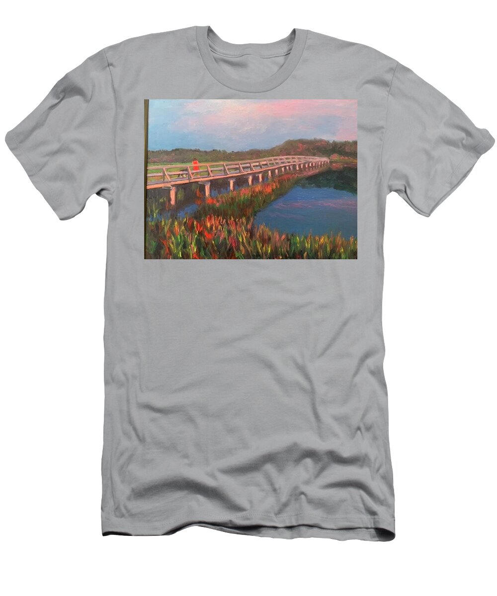 Wellfleet Cape Cod Bridge T-Shirt featuring the painting Uncle Tims Bridge #1 by Beth Riso