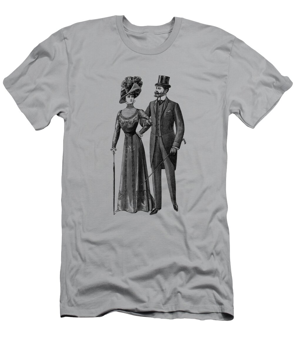 Couple T-Shirt featuring the digital art Victorian Couple #1 by Madame Memento