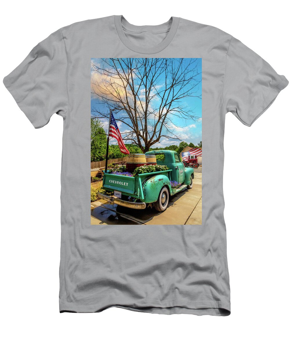Buckley T-Shirt featuring the photograph Vintage Chevrolet at Buckley Vineyards #1 by Debra and Dave Vanderlaan