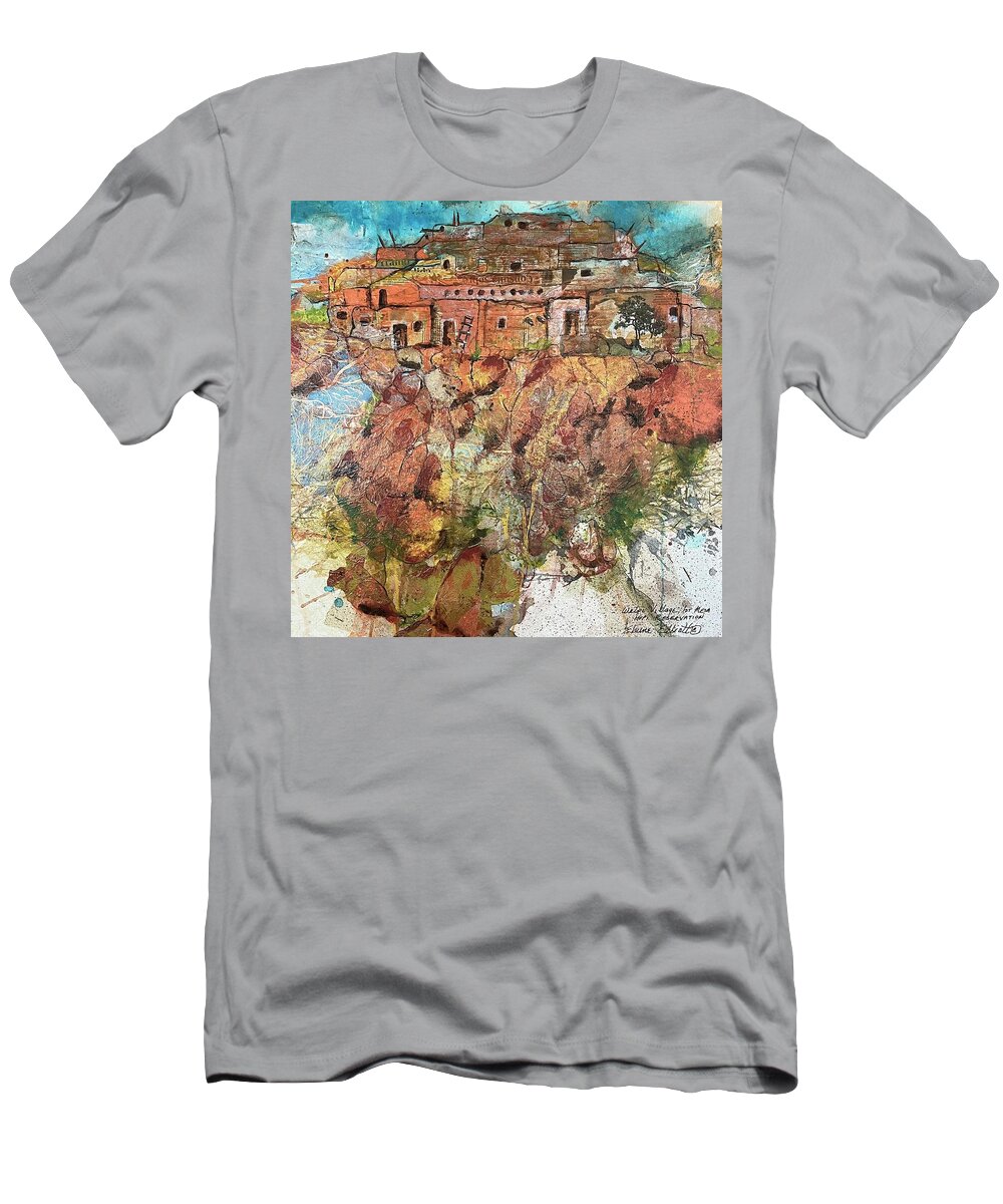 Walpi Village T-Shirt featuring the painting Walpi Village II by Elaine Elliott