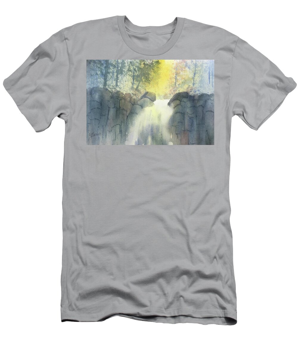 Watercolor T-Shirt featuring the painting Waterfall #1 by Glenn Marshall