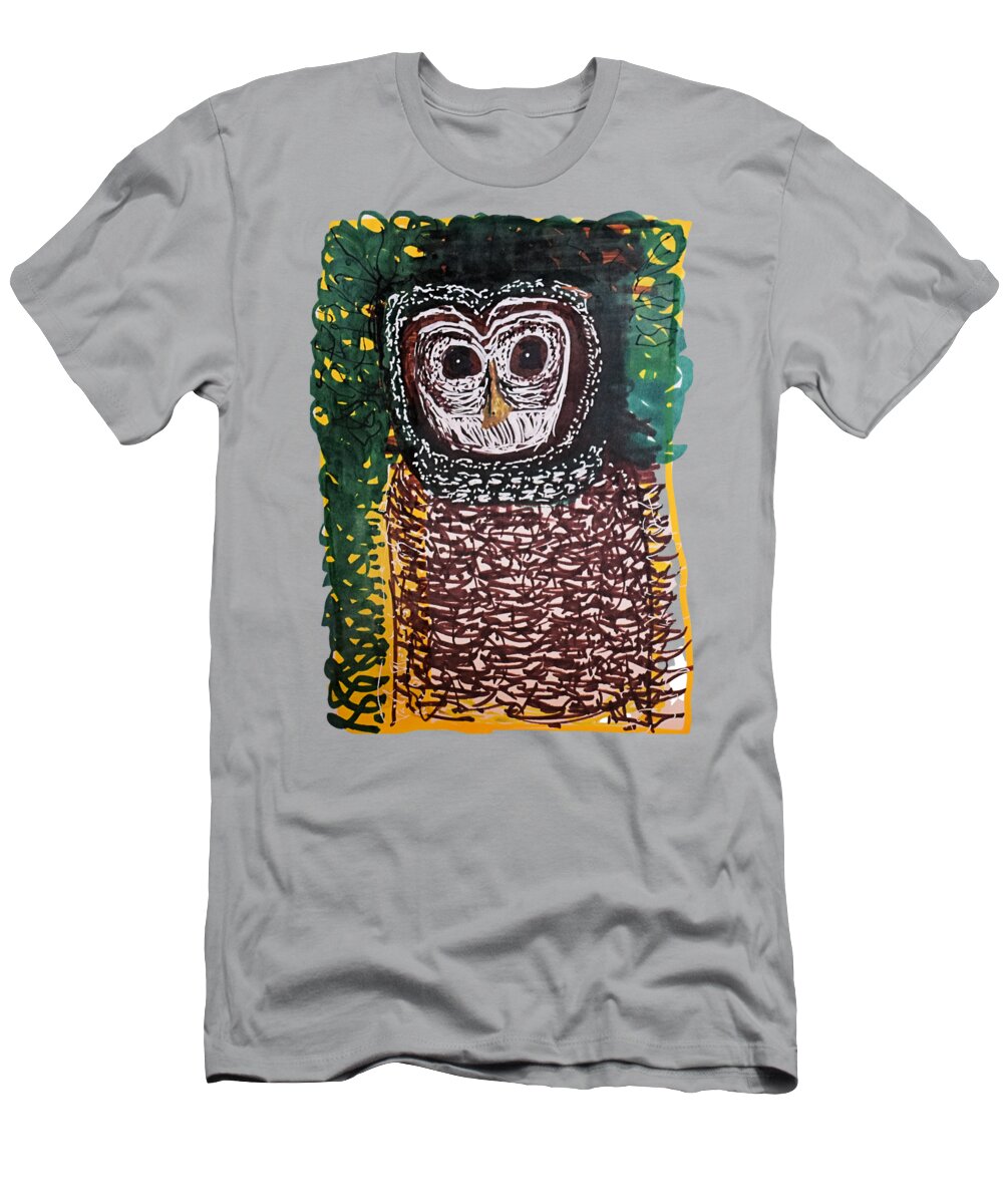 Colorado T-Shirt featuring the drawing Wood Owl #1 by Pam O'Mara