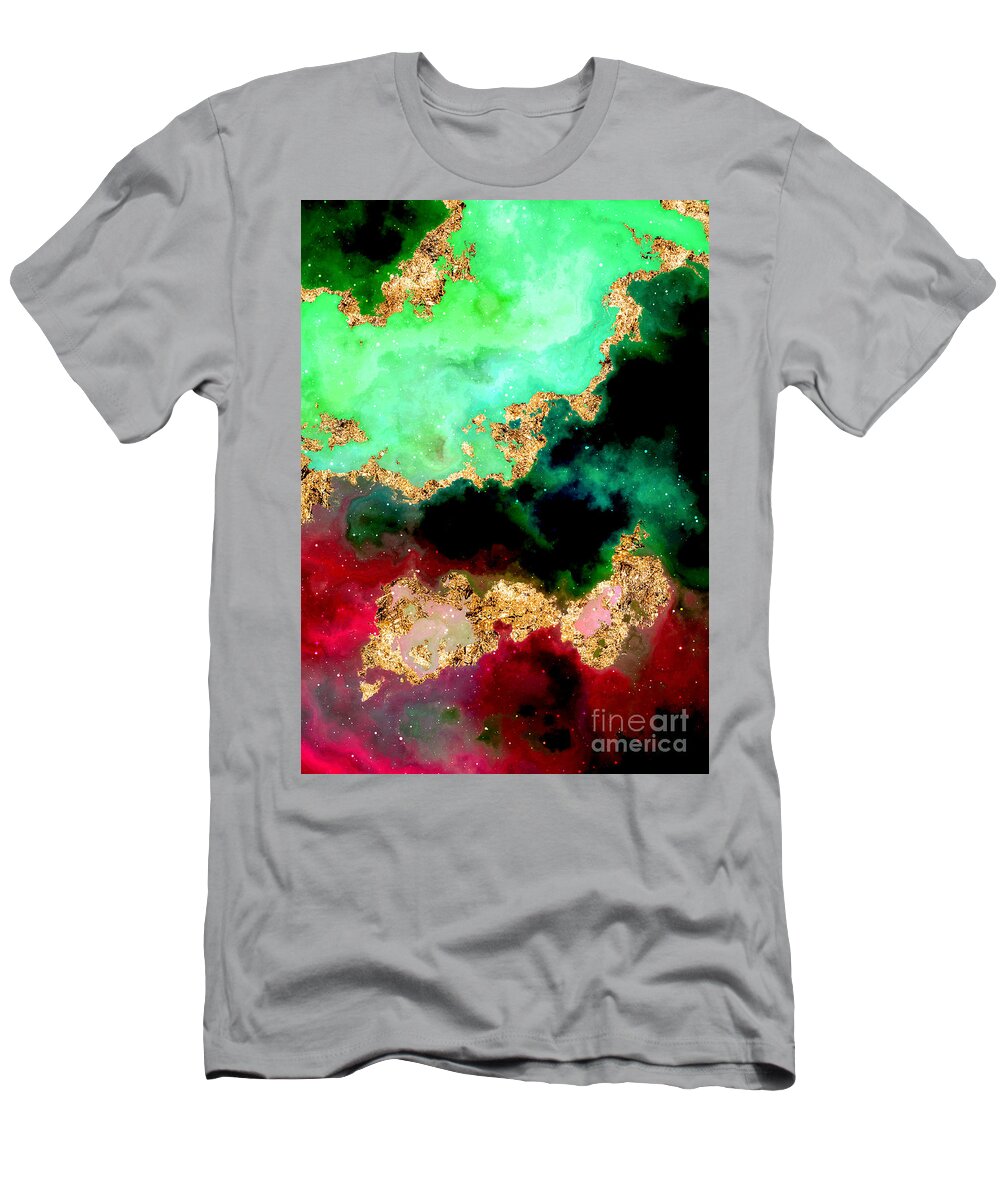 Holyrockarts T-Shirt featuring the mixed media 100 Starry Nebulas in Space Abstract Digital Painting 065 by Holy Rock Design