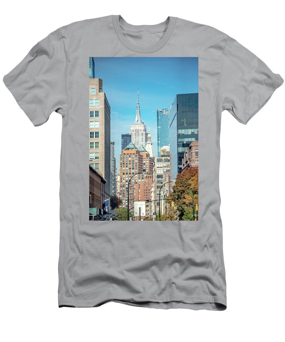 Nyc T-Shirt featuring the photograph Looking At Skyline Of Manhattan New York City #12 by Alex Grichenko
