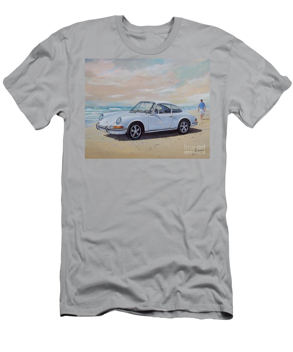 Automotive Art T-Shirt featuring the painting 1967 Porsche 911 s coupe by Sinisa Saratlic