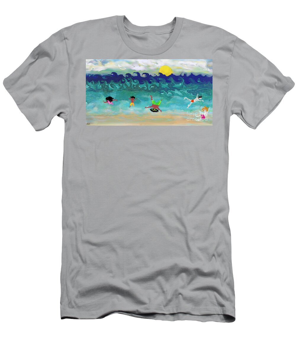 Playa T-Shirt featuring the painting Dia De Playa #2 by Reina Resto