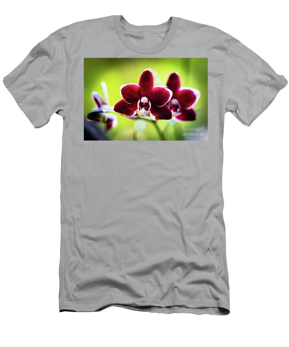 Background T-Shirt featuring the photograph Red Orchid Flower #2 by Raul Rodriguez