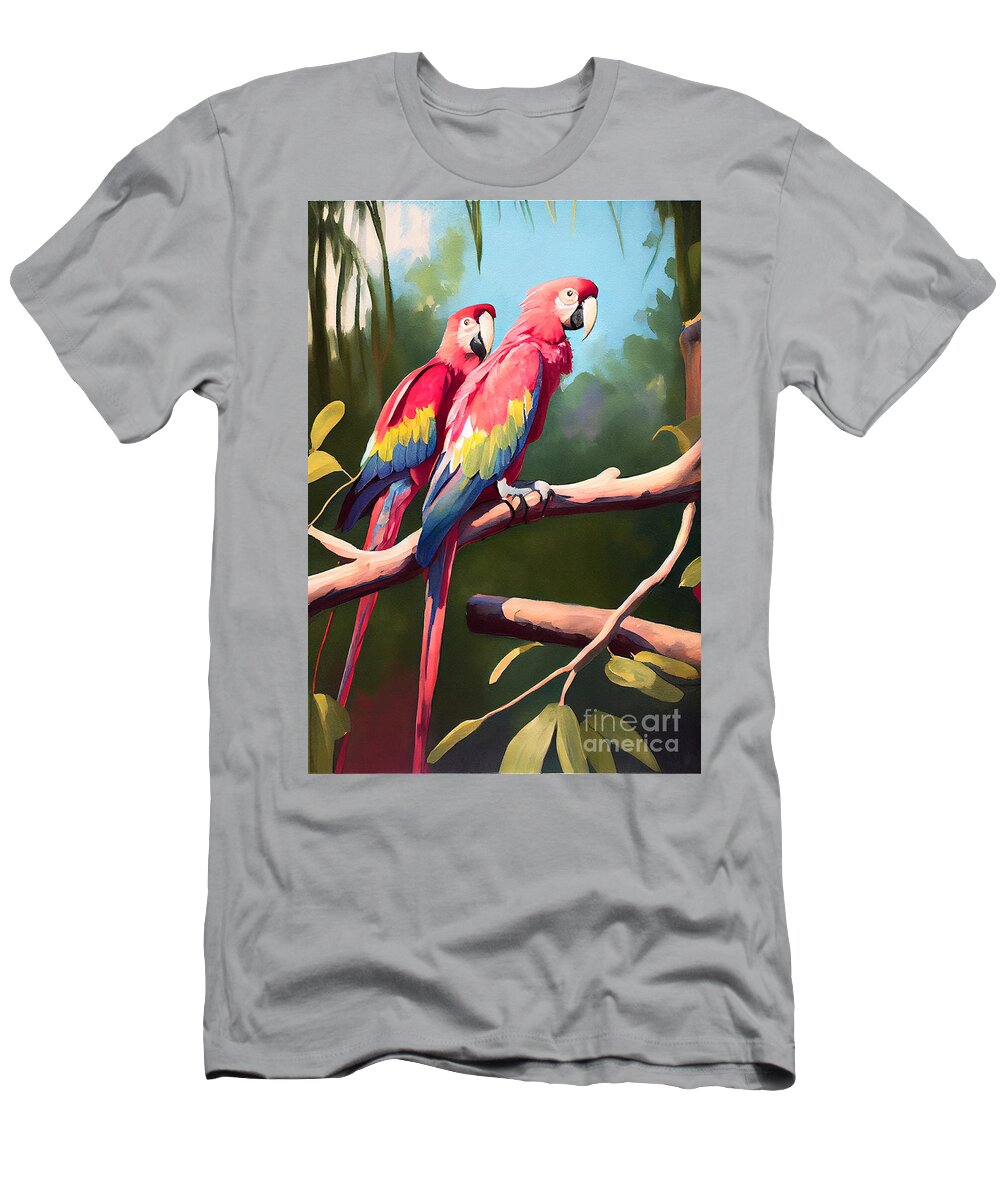 Rosette Spoonbills Art T-Shirt featuring the digital art Rosette Spoonbills by Asar Studios #2 by Celestial Images