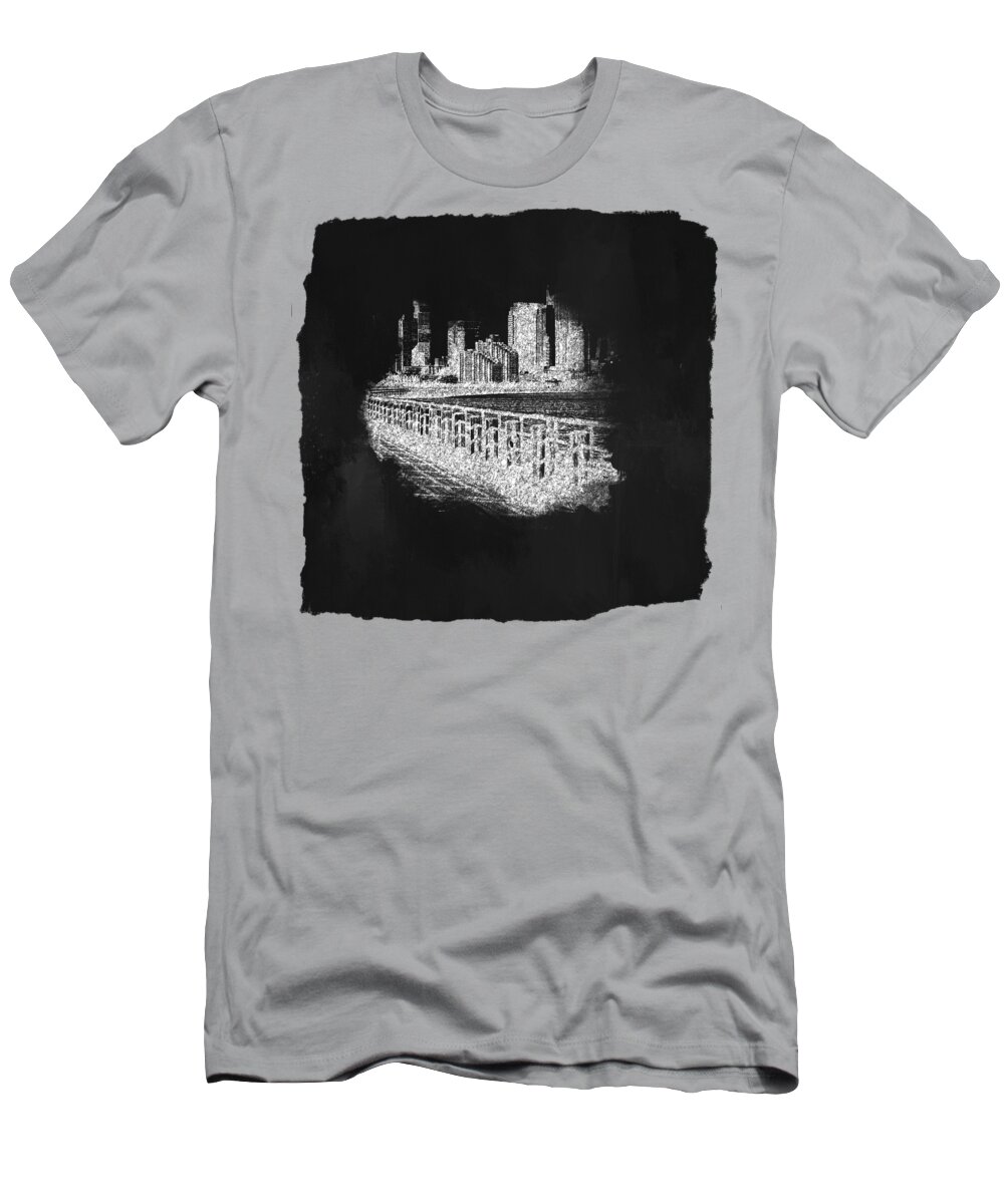 New York City T-Shirt featuring the mixed media Silver City #2 by Elisabeth Lucas