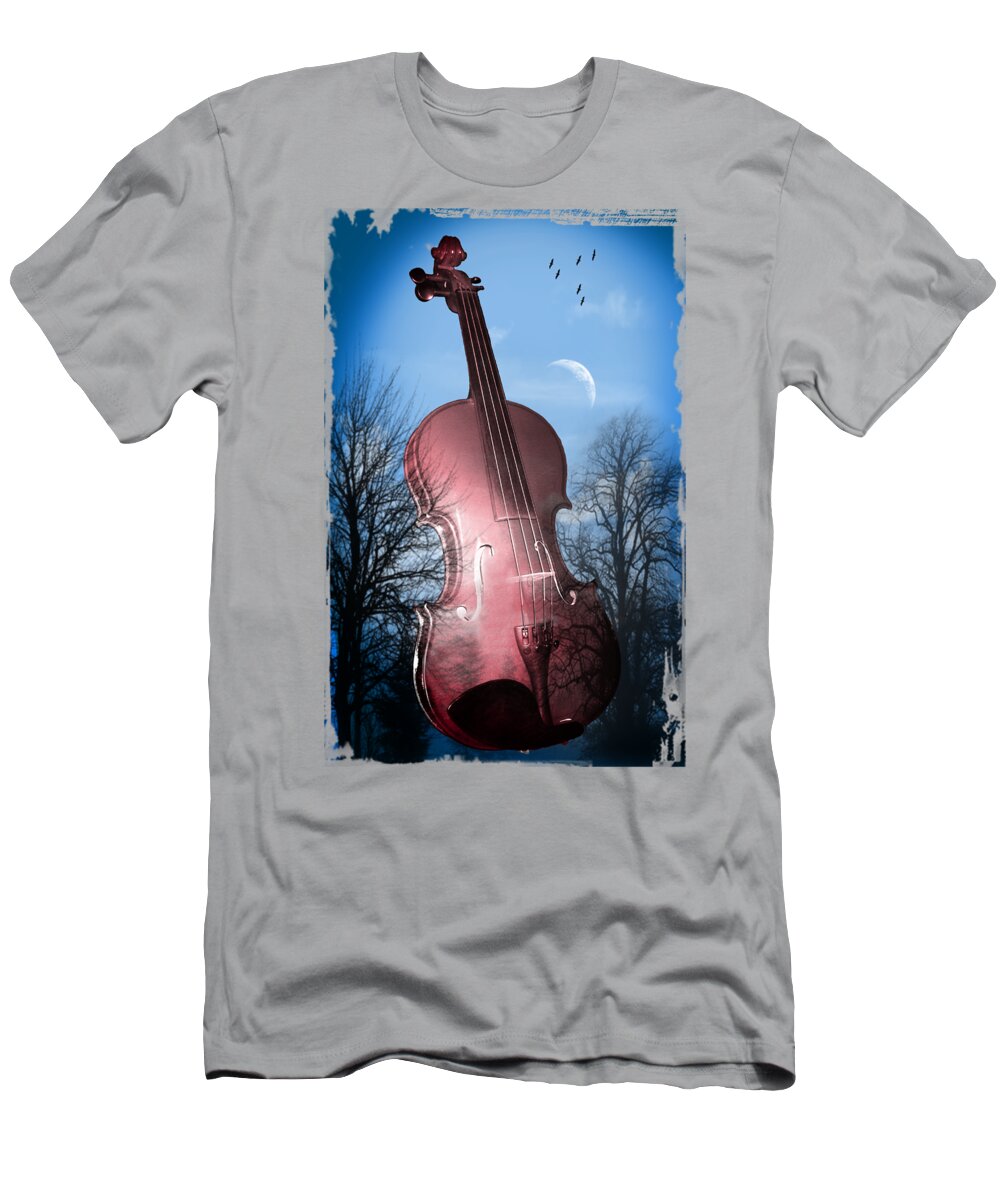 Music T-Shirt featuring the digital art Violin #2 by Mark Ashkenazi