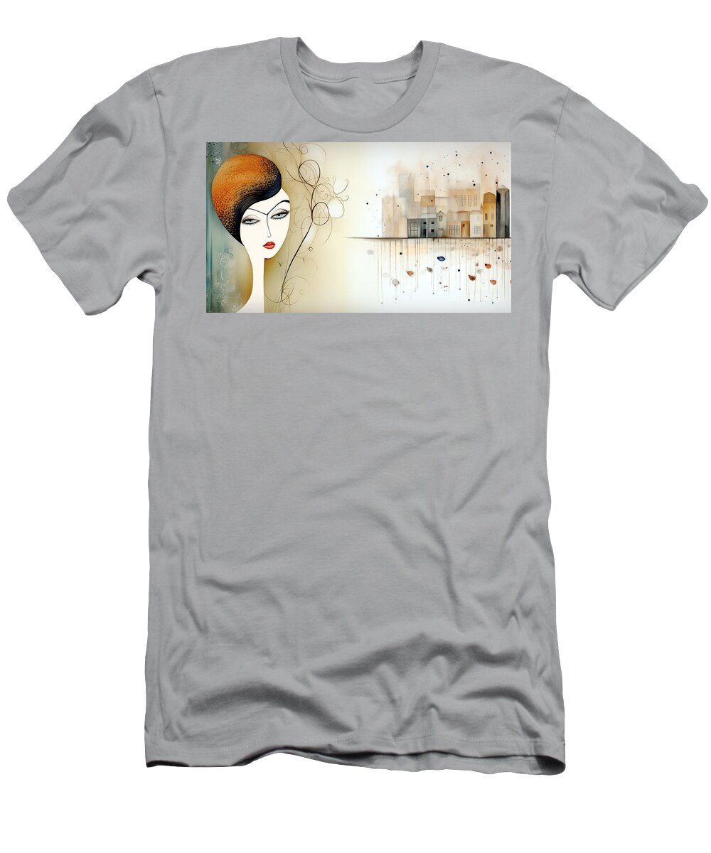 Women T-Shirt featuring the digital art Women portrait #2 by Odon Czintos