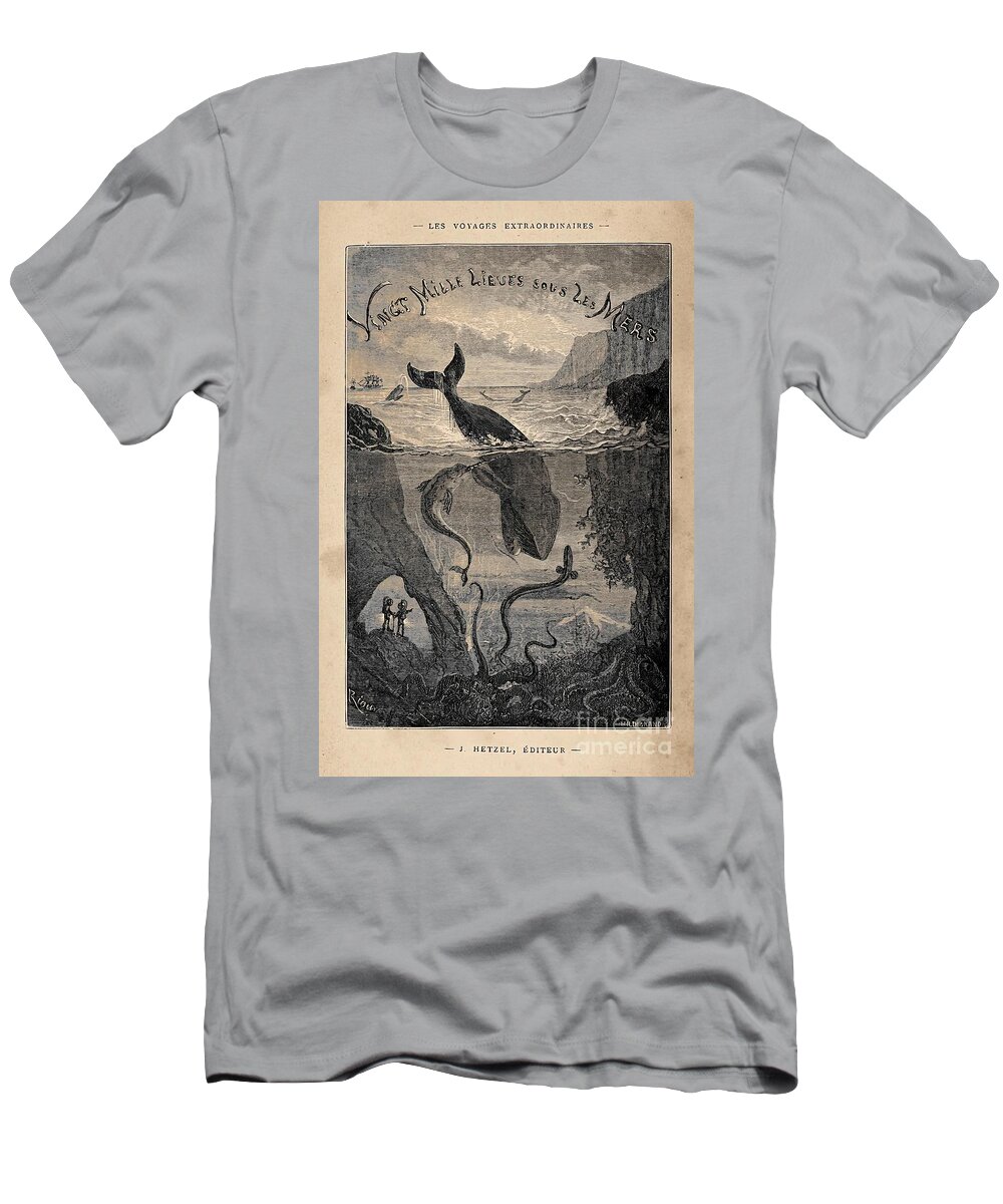  Living Room T-Shirt featuring the painting 20000 Leagues Under the Sea Frontispiece 1871 by Hunt Thomas