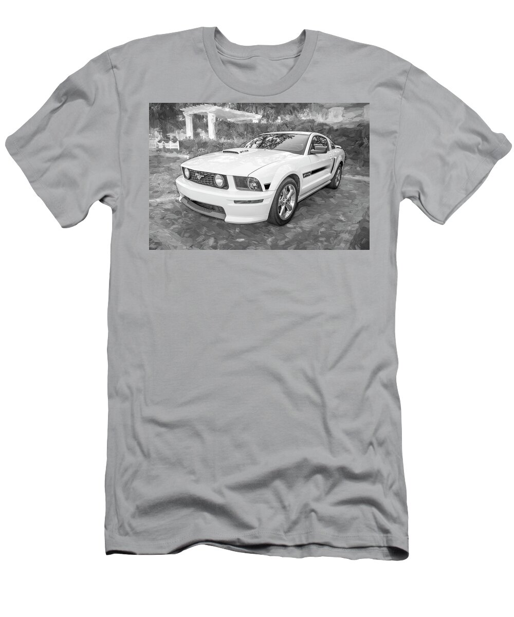 2008 White Ford Mustang Gt Cs California Special T-Shirt featuring the photograph 2008 White Ford Mustang GT CS California Special X122 #2008 by Rich Franco