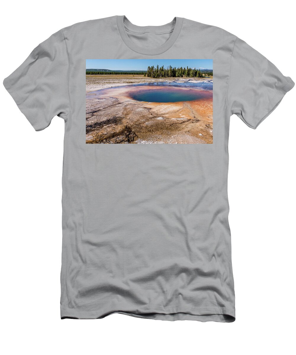 Travel T-Shirt featuring the photograph Grand Prismatic Spring in Yellowstone National Park #25 by Alex Grichenko
