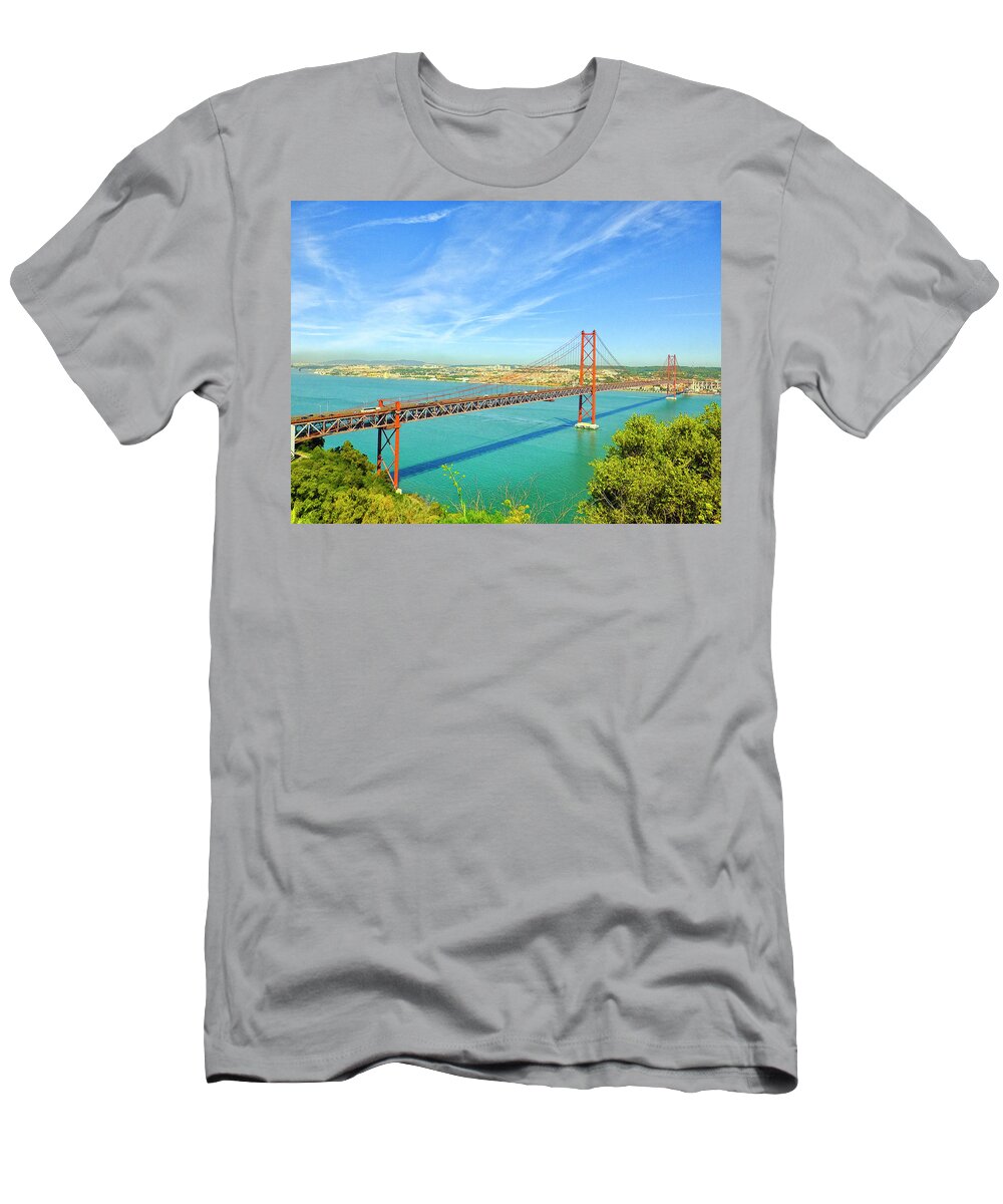 Bridge T-Shirt featuring the photograph 25th April Bridge by Bill Barber