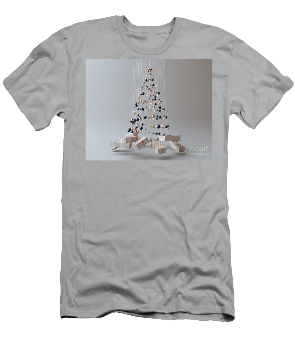 Christmas T-Shirt featuring the digital art Christmas Tree Decorations And Gifts #3 by Allan Swart