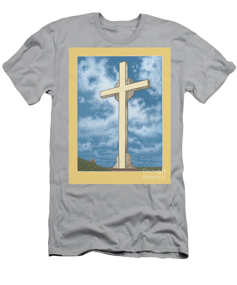 Cross T-Shirt featuring the painting 312 Jeanies Father Beneath the Cross by William Hart McNichols
