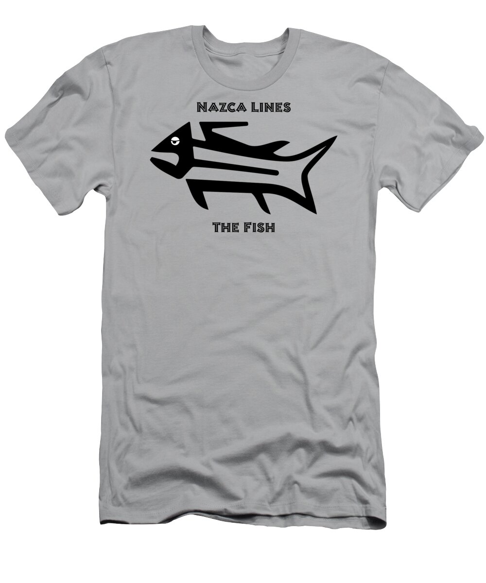 Nazca T-Shirt featuring the drawing Fish from Nazca #4 by Michal Boubin