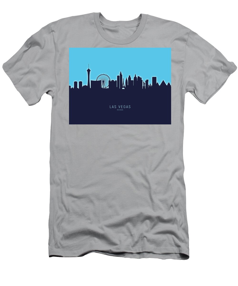 Las Vegas T-Shirt featuring the digital art Las Vegas Nevada Skyline #43 by Michael Tompsett