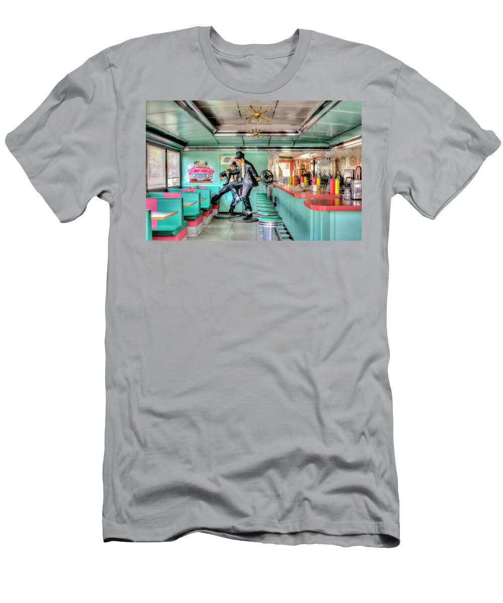 Diner T-Shirt featuring the photograph 50s Diner With Dancers by Gary Slawsky