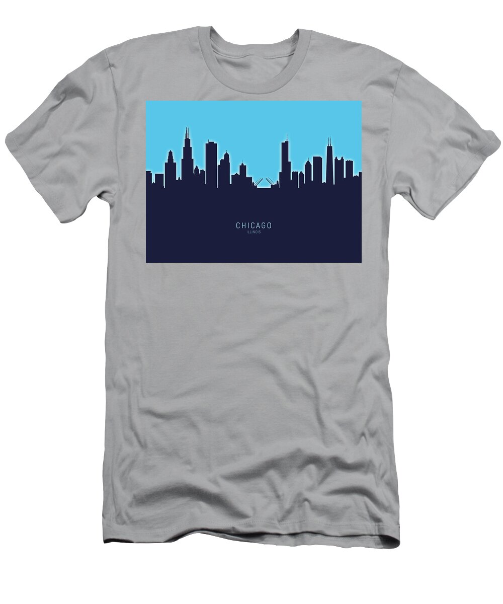 Chicago T-Shirt featuring the digital art Chicago Illinois Skyline #54 by Michael Tompsett