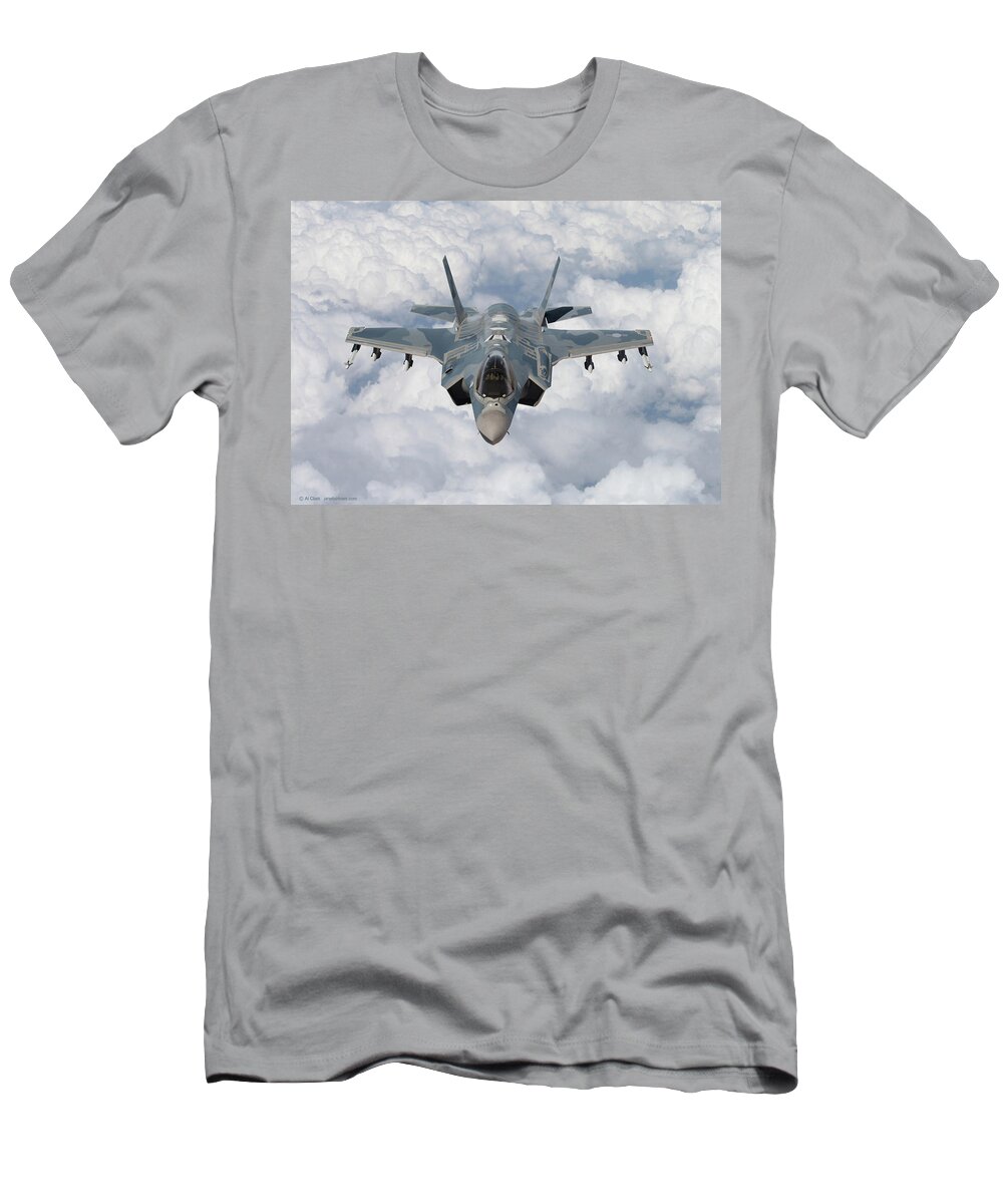 Lightning T-Shirt featuring the digital art 59. ROKAF F-35A Air Superiority by Custom Aviation Art