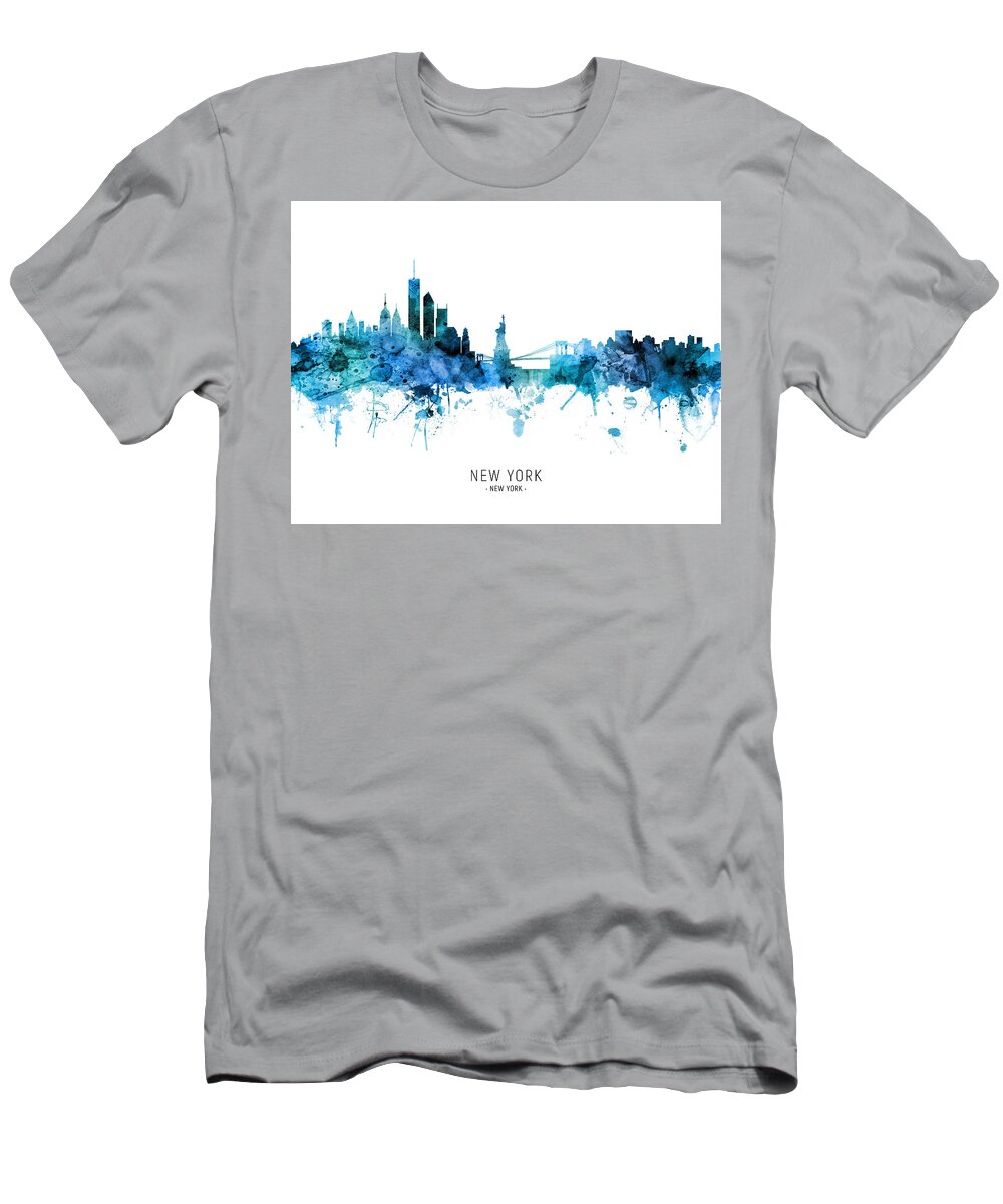 New York T-Shirt featuring the digital art New York Skyline #69 by Michael Tompsett