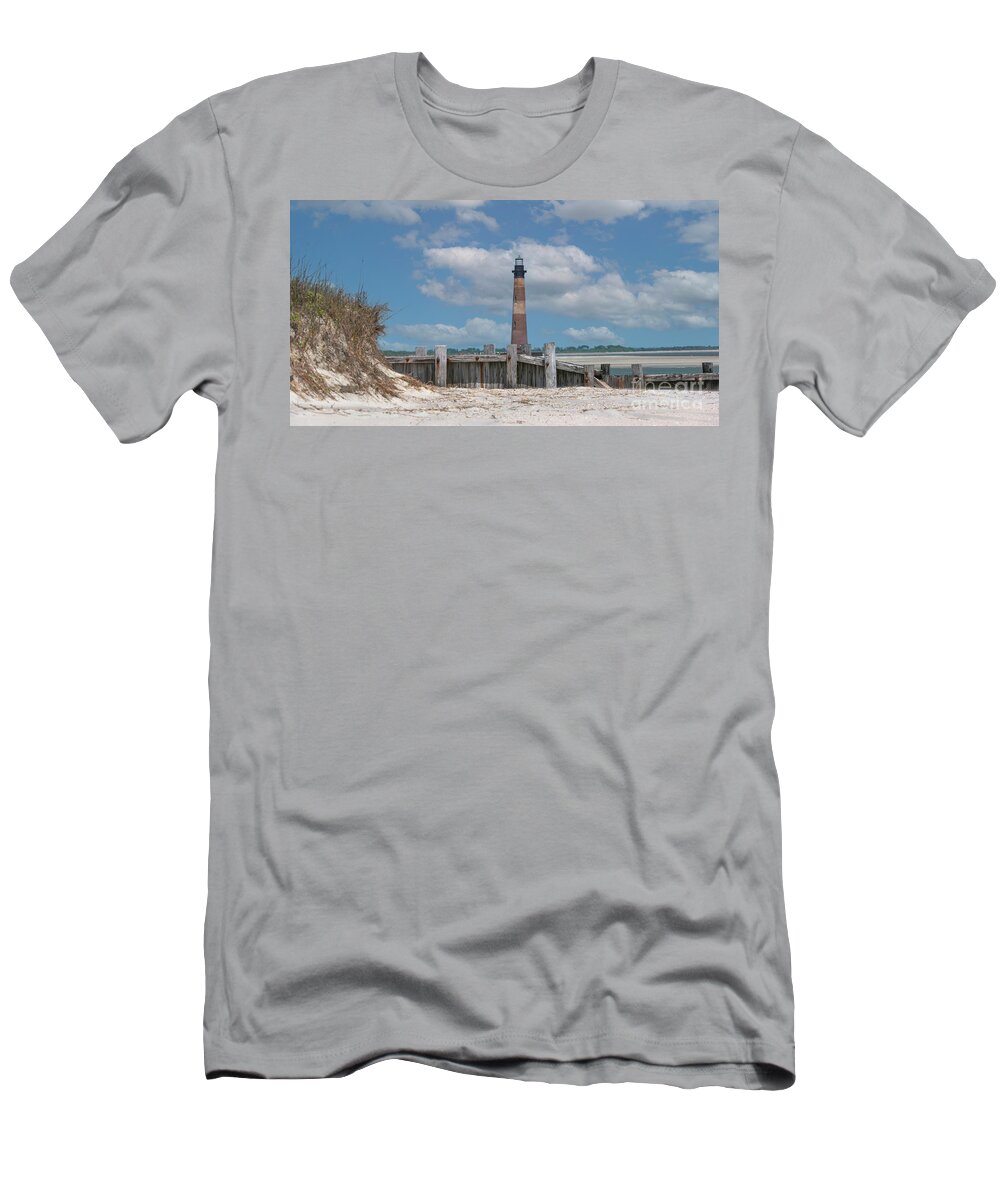 Morris Island Lighthouse T-Shirt featuring the photograph Folly Beach - Morris Island Lighthouse - Charleston SC Lowcountry8247 by Dale Powell