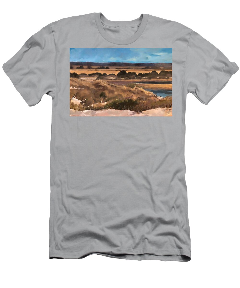 Oil T-Shirt featuring the painting A Bank of Grasses by Rebecca Jacob