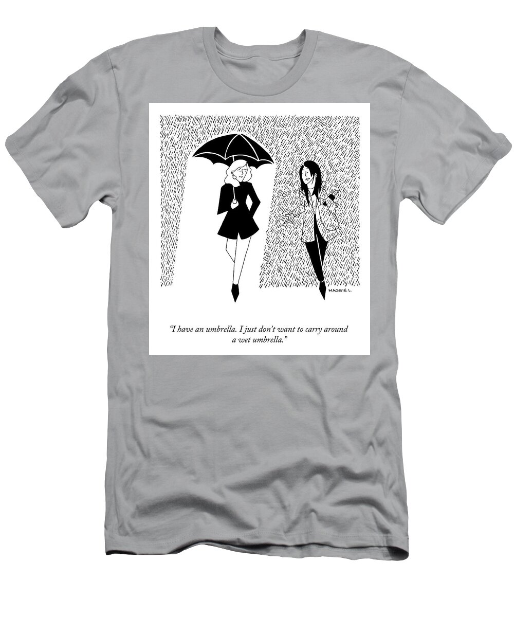 A26142 T-Shirt featuring the drawing A Wet Umbrella by Maggie Larson