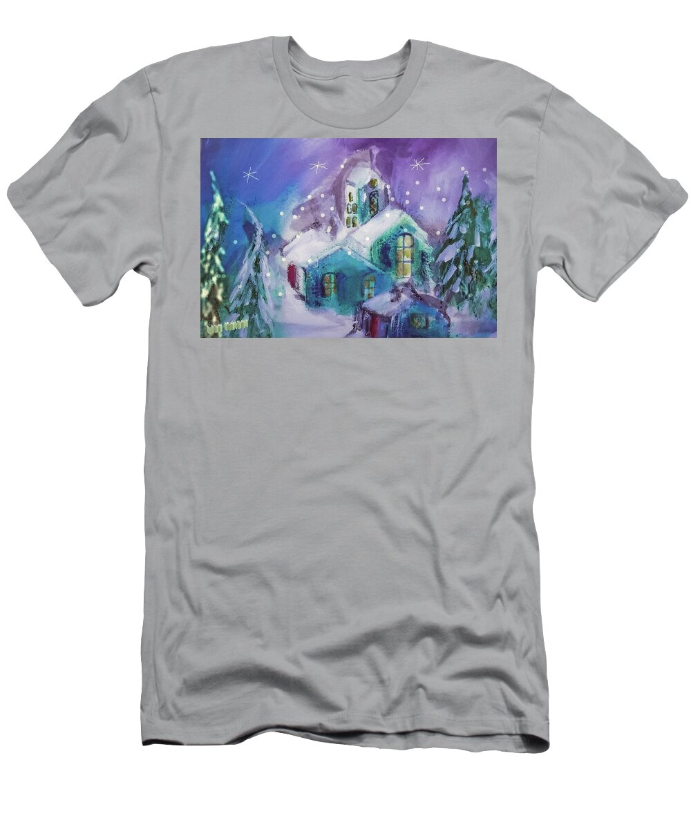 Winter T-Shirt featuring the digital art A Winter Night by Lisa Kaiser