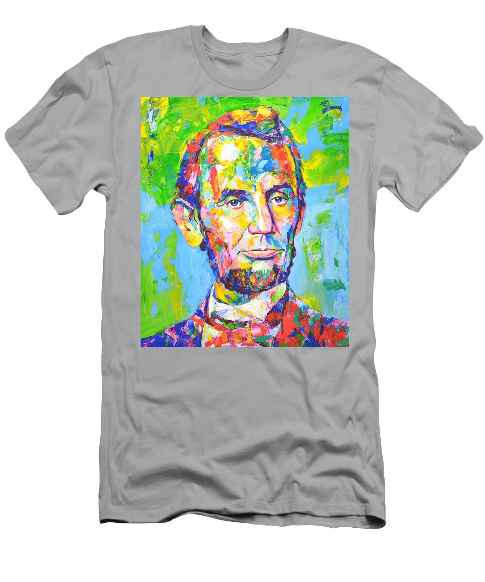 Abraham Lincoln T-Shirt featuring the painting 	Abraham Lincoln by Iryna Kastsova